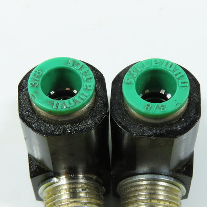 Numatics 3/8" NPT Right Angle Flow Control Valves 3/8" Push To Connect Lot Of 2