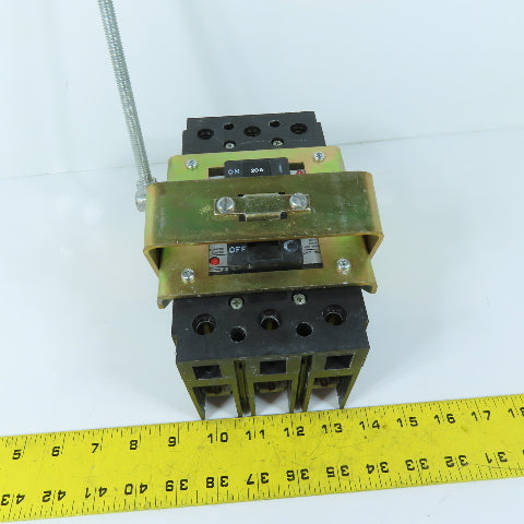ABB TE2060 20A Circuit Breaker & Linkage 3-Pole 480VAC 500VDC