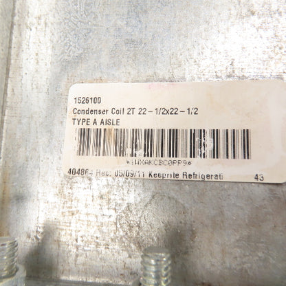 Keeprite Refrigeration 1526100 Condenser Coil Assembly 460V 1Ph 2T 22-1/2x22-1/2
