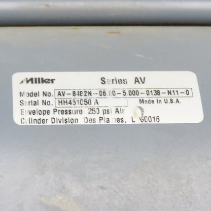 Miller AV-84B2N--06.00-5.000-0138-N11-0 6" Bore 5" Stroke Air Cylinder 250PSI