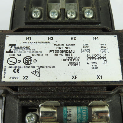 Hammond PT250MQMJ 250VA Control Transformer 240Vx480V Pri 120V Sec