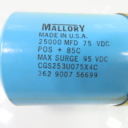 Mallory 362 9007 56699 CGS253U075X4C 25000 MFD 75 VDC Capacitor