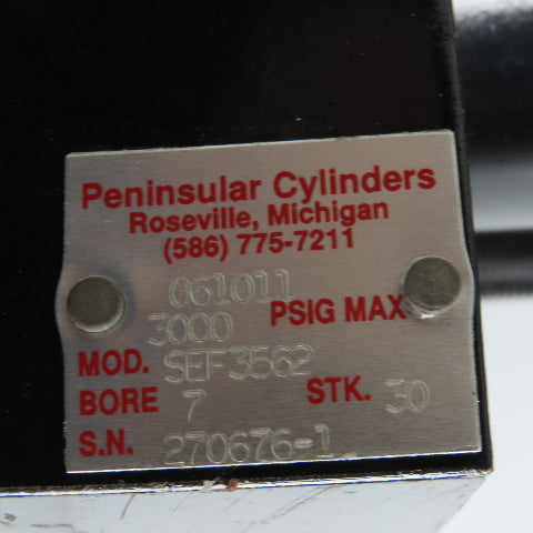 Peninsular SEF3562 7" Bore 30" Stroke 5" Rod Hydraulic Cylinder 3000PSIG