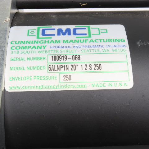 Cunningham 6ALNP1N 20" 1 2 S 250 6" Bore 20" Stroke Tie Rod Air Cylinder 250PSI