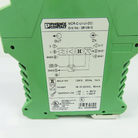 Phoenix Contact MCR-C-UI-UI-DCI 3-Way Isolating Amplifier Signal Conditioner 24V