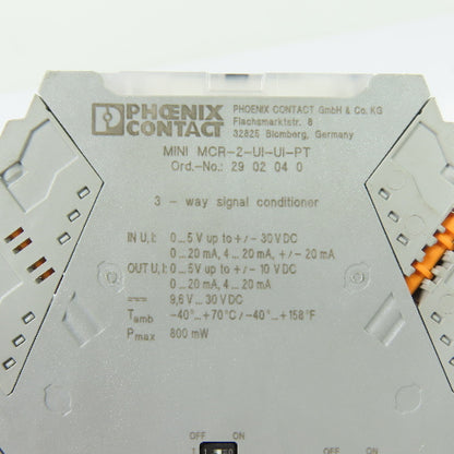 Phoenix Contact 2902040 MINI MCR-2-UI-UI-PT 3-Way Signal Conditioner 9.6V-30VDC