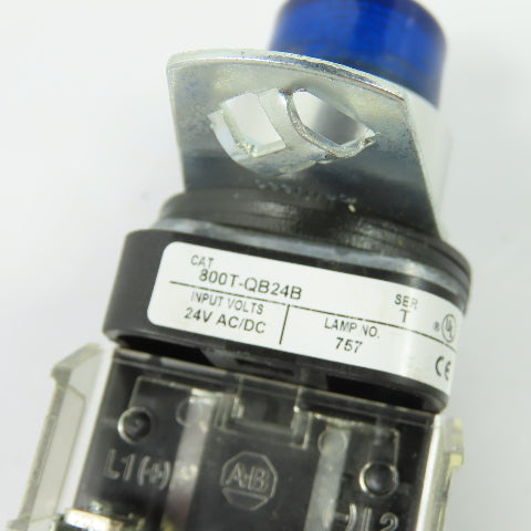 Allen-Bradley 800T-QB24B Illuminated Blue Pilot Light 24V AC/DC Ser T
