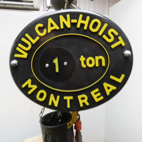 Vulcan 1 Ton 2 Speed Chain Hoist 575V 3Ph 15' Lift 24/48FPM W/ Power Trolley