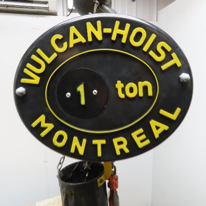 Vulcan 1 Ton 2 Speed Chain Hoist 575V 3Ph 15' Lift 24/48FPM W/ Power Trolley