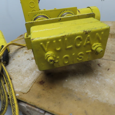 Vulcan 1 Ton 2 Speed Chain Hoist 575V 3Ph 15' Lift 24/48FPM W/ Power Trolley