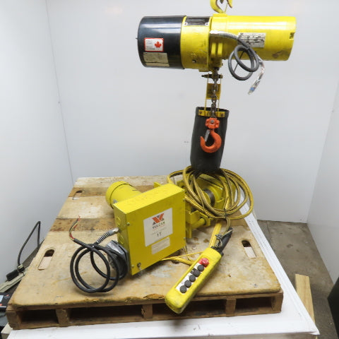 Vulcan 1 Ton 2 Speed Chain Hoist 575V 3Ph 15' Lift 24/48FPM W/ Power Trolley