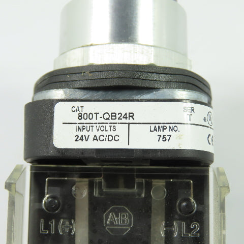 Allen-Bradley 800T-QB24R Red Illuminated Pushbutton Pilot Light 24V Ser T