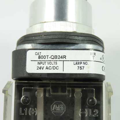 Allen-Bradley 800T-QB24R Red Illuminated Pushbutton Pilot Light 24V Ser T