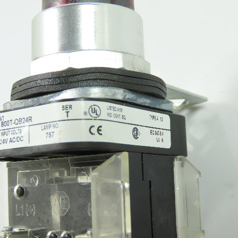 Allen-Bradley 800T-QB24R Red Illuminated Pushbutton Pilot Light 24V Ser T