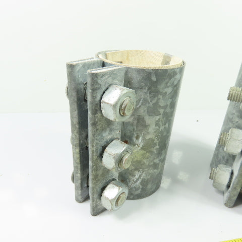 3 OD 3" Galvanized Compression Pipe Sleeve Coupling 3-Bolt 6" Tall Lot of 2
