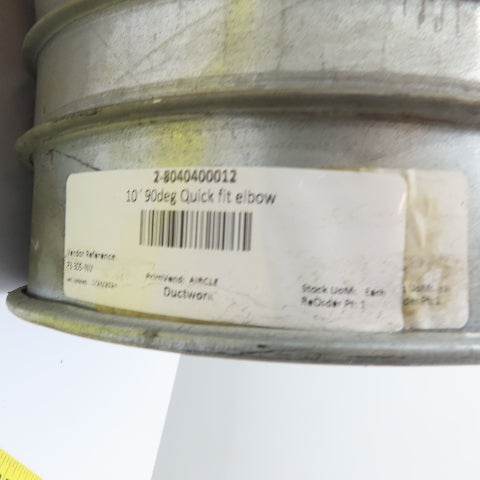 Nordfab 2-8040400012 Quick-Fit 90-Degree Galvanized Ductwork Elbow 10"