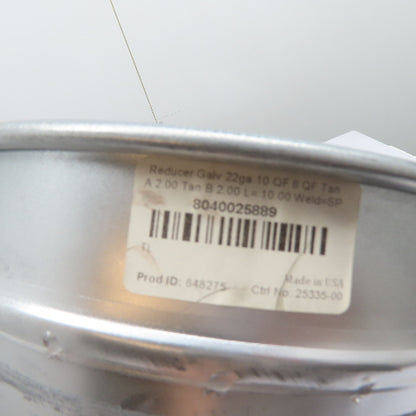 Nordfab 8040025889 Quick-Fit Galvanized Concentric Duct Reducer 22ga 10" to 6"