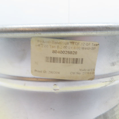 Nordfab 8040025928 Quick-Fit Galvanized Ductwork Taper Reducer 14" to 12" 20ga