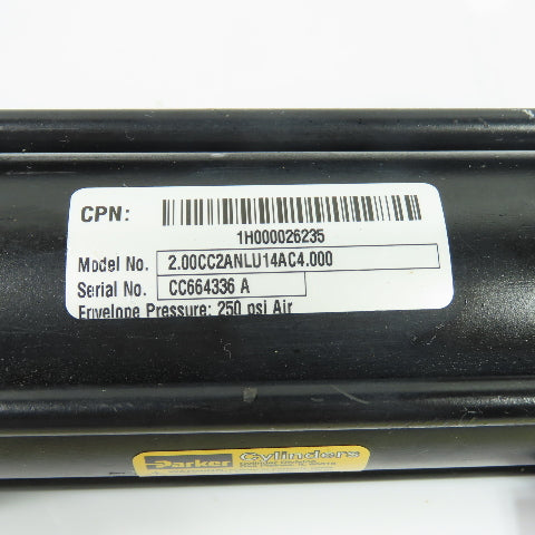 Parker 2.00CC2ANLU14AC4.000 Pneumatic Air Cylinder 2" Bore 4" Stroke 250 psi