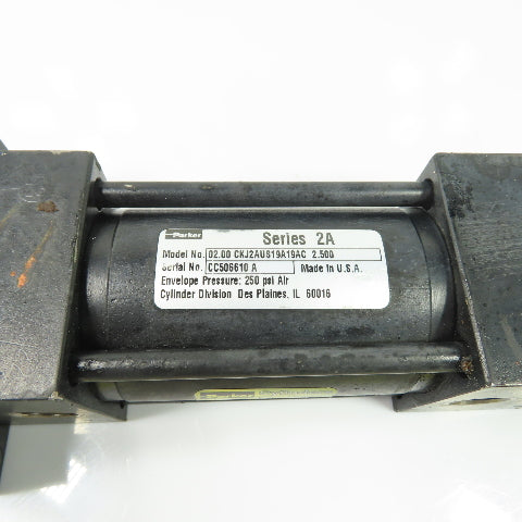 Parker 02.00 CKJ2AUS19A19AC 2.500 Double End Air Cylinder 2" Bore 2.5" Stroke