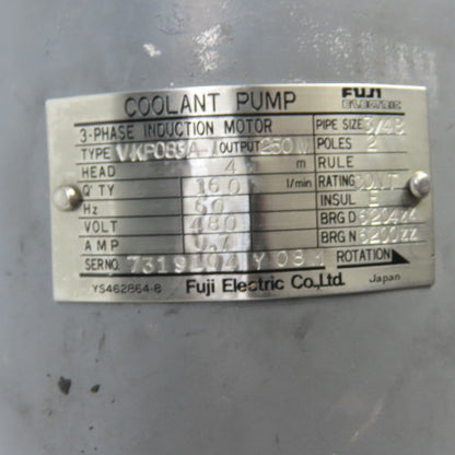 Fuji Electric VKP085A Coolant Pump 3Ph480V 3/4B 160l/min (Parts/Repair)