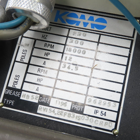 KaVo RV154.22 FB3IS030CRPD 230V 300Hz 18,000 RPM 12Hp Spindle ER40