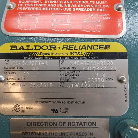 Baldor ECP84400T-4 100HP AC Electric Motor 460V 3Ph 1785RPM 405T Frame NEW
