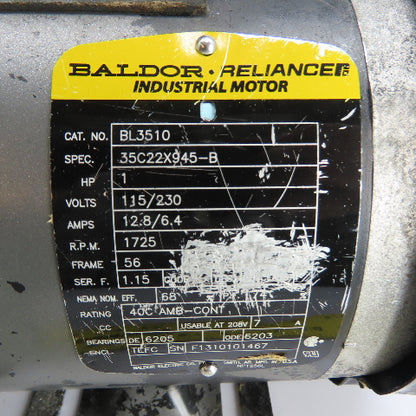 Baldor-Reliance BL3510 1HP Electric Motor 115/230V 1Ph 1725RPM 56 Frame W/ Brake