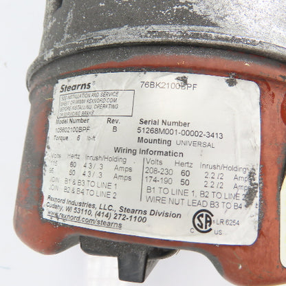 Baldor-Reliance BL3510 1HP Electric Motor 115/230V 1Ph 1725RPM 56 Frame W/ Brake