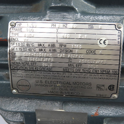 U.S. Electrical Motors A32P2C 1.5HP AC Electric Motor 460V 3Ph 1765RPM 184 Frame