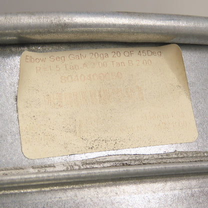 Nordfab 8040400050 20" Quick-Fit Galvanized Steel 45° Duct Elbow 20ga