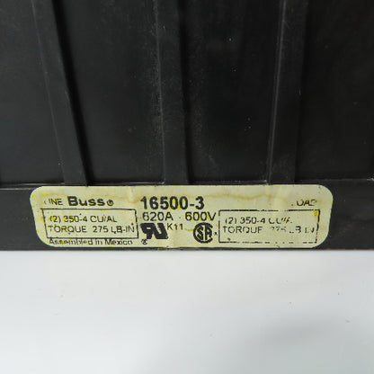 Bussmann 16500-3 620A 600V 3-Pole Power Terminal Block