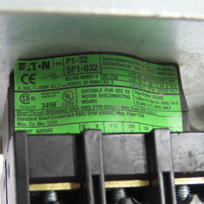 Eaton SP1-032 P1-32 32A Non Fusible Safety Disconnect Switch 600VAC