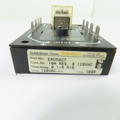 SSAC ERDM427 Solid State Time Delay Relay 120VAC 10A 0.1-5 Min