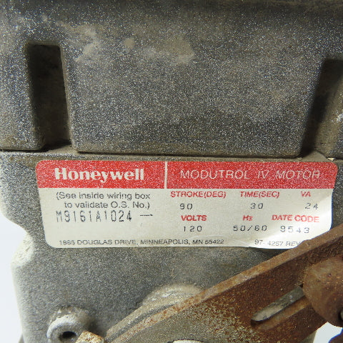 Honeywell M9161A1024 Modutrol IV Actuator Motor 120V 90 Degree Stroke 30 Sec
