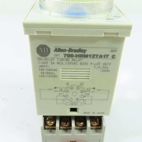 Allen-Bradley 700-HRM12TA17 Ser A On Delay Timing Relay 100-240VAC