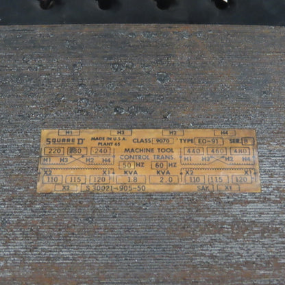 Square D 9070 Type EO-91 Industrial Control Transformer 2KVA 240/480VPri 120VSec
