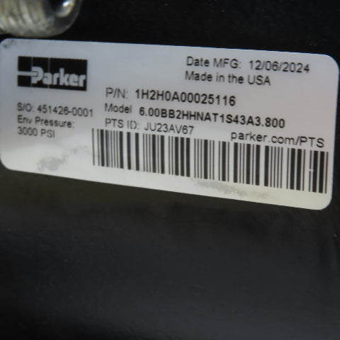 Parker 6.00BB2HHNAT1S43A3.800 6" Bore 3.8" Stroke Hydraulic Cylinder 3000 PSI