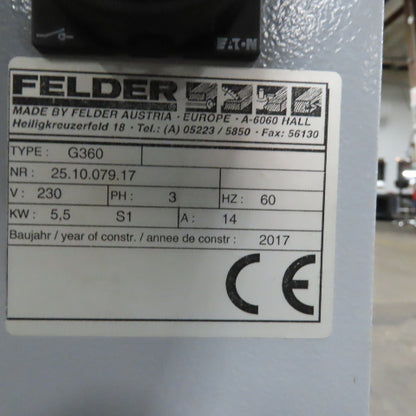 Felder G360 0.4-5mm Edge Thickness Edgebander W/ Glue Box 208V 3Ph 60Hz Tested