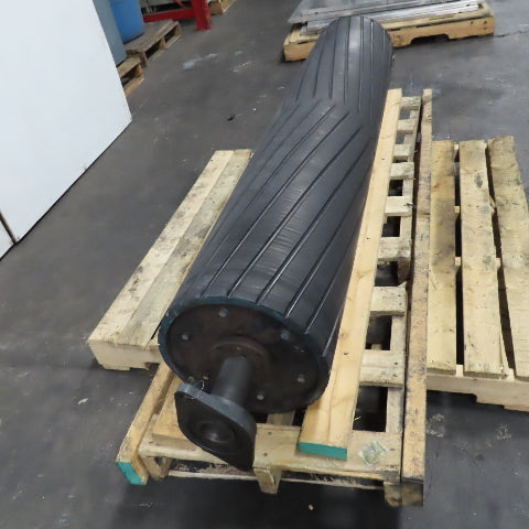13" Diameter Rubber Lagged Center Crown Conveyor Idler Pulley 62-3/4" BF