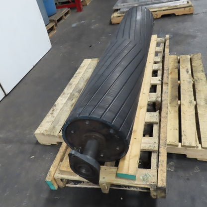 13" Diameter Rubber Lagged Center Crown Conveyor Idler Pulley 62-3/4" BF