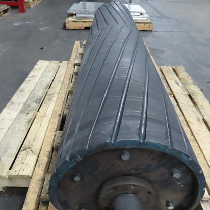 13" Diameter Rubber Lagged Center Crown Conveyor Idler Pulley 62-3/4" BF