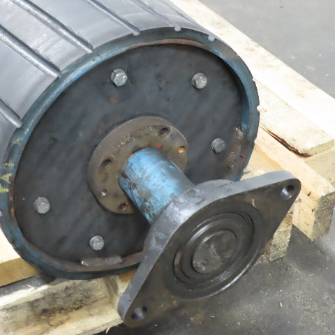 13" Diameter Rubber Lagged Center Crown Conveyor Idler Pulley 62-3/4" BF