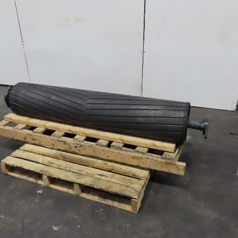 13" Diameter Rubber Lagged Center Crown Conveyor Idler Pulley 62-3/4" BF