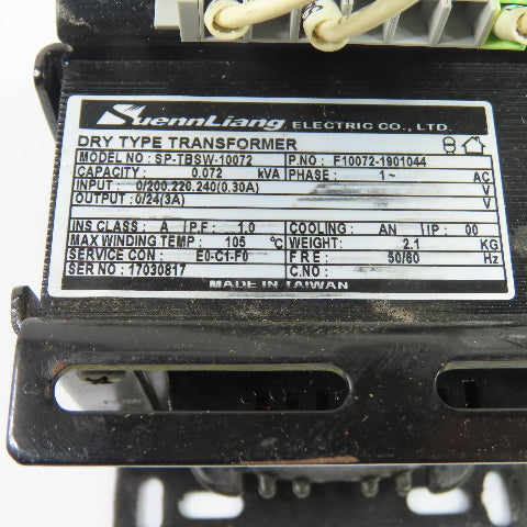 SuennLiang SP-TBSW-10072 Dry Type Control Transformer .072kVA 220/240VPri 24VSec
