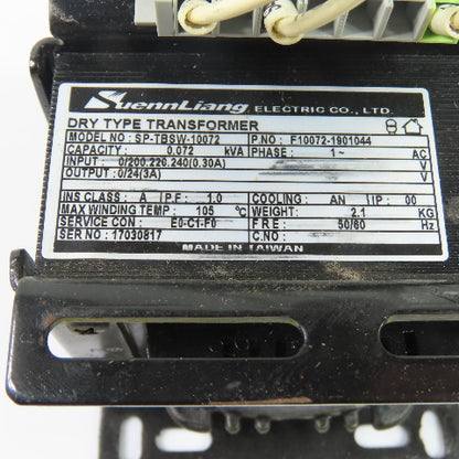 SuennLiang SP-TBSW-10072 Dry Type Control Transformer .072kVA 220/240VPri 24VSec