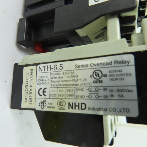 NHD C-12D10 Motor Starter Assembly 24V Coil 3Ph 600VAC W/ NTH-6.5 4.5-6.5A
