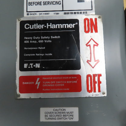 Cutler Hammer DH365NRK 400A 3 Pole Safety Disconnect Switch 600V