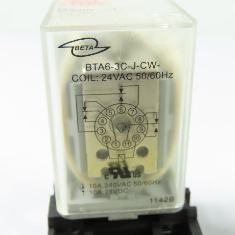Beta Electric BTA6-3C-J-CW General Purpose Relays 24VAC 10A 3PDT Lot Of 2