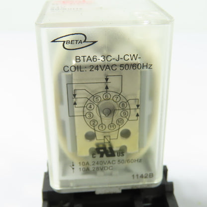 Beta Electric BTA6-3C-J-CW General Purpose Relays 24VAC 10A 3PDT Lot Of 2